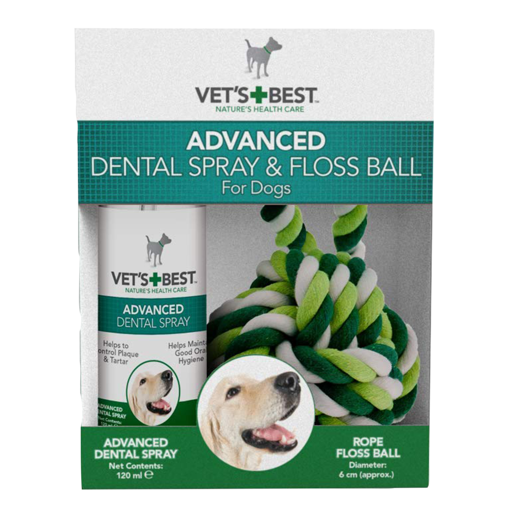 Vets Best Dental Spray & Floss Rope Ball Kit NaturesBest